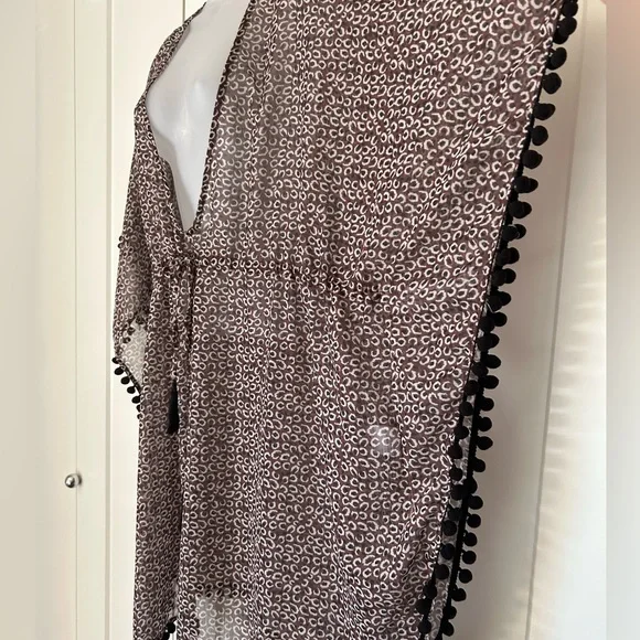 New Cotton Bleu Leopard Print semi-sheer beach cover up - Picture 4 of 8